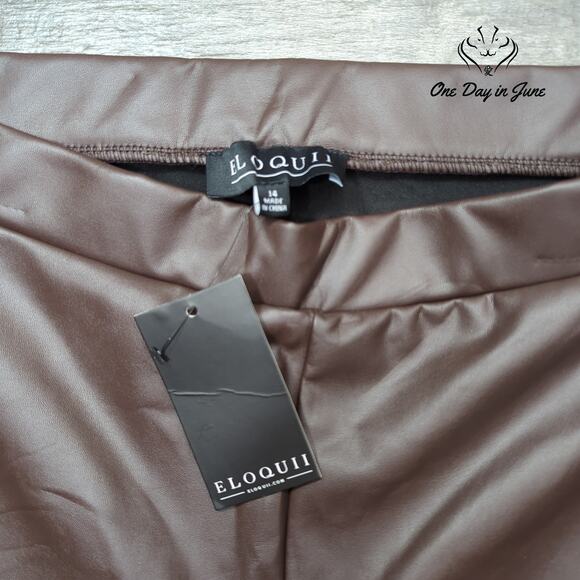 Eloquii Faux Leather Pull On Slim Pants Size 14 - Picture 2 of 6
